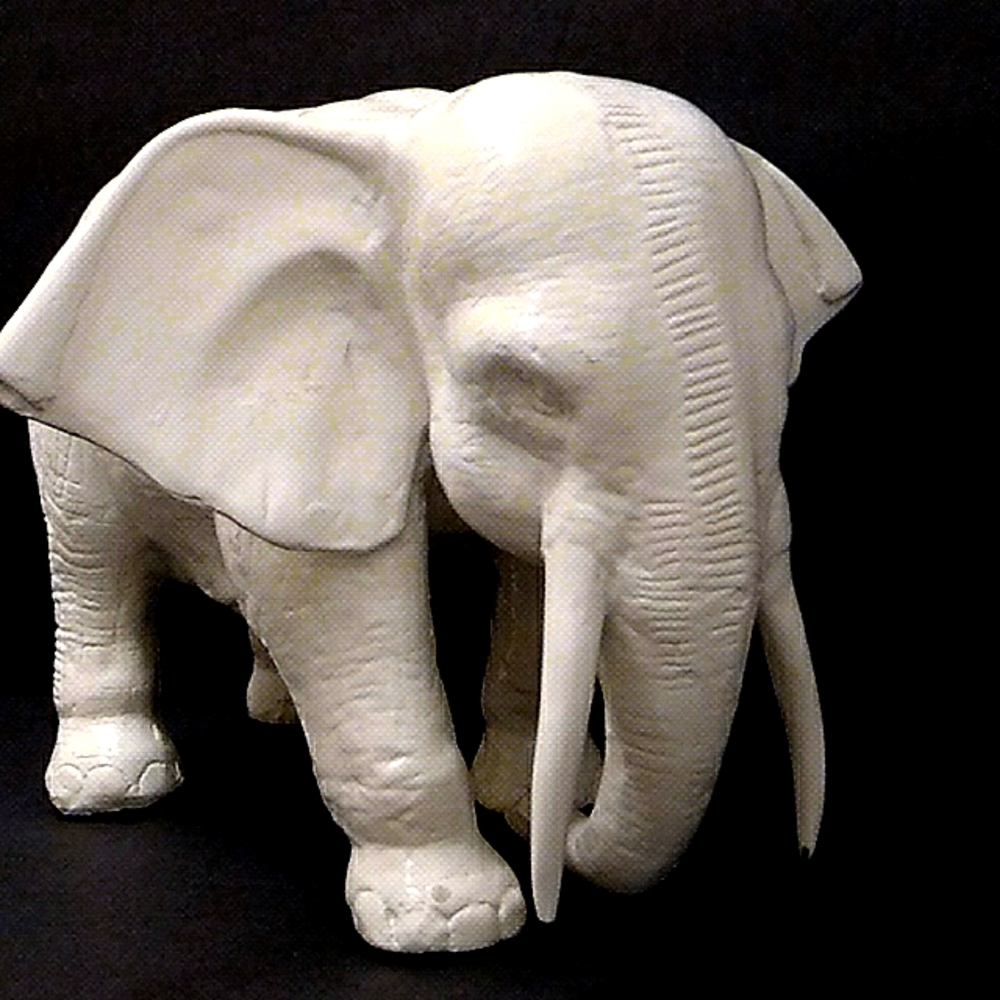 Large Elephant Sculpture Vintage Hand Crafted / Hand Etched / Hand Sculpted